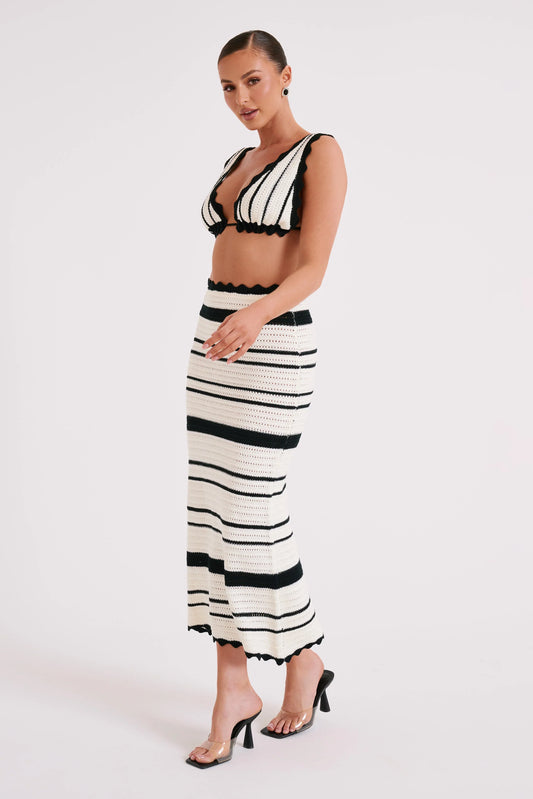 Noa – Gehaakte bralette en fishtail maxi rok set van katoen