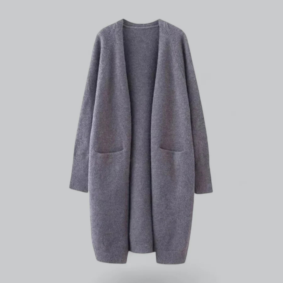 Femke – lange dames cardigan vest met open voorkant