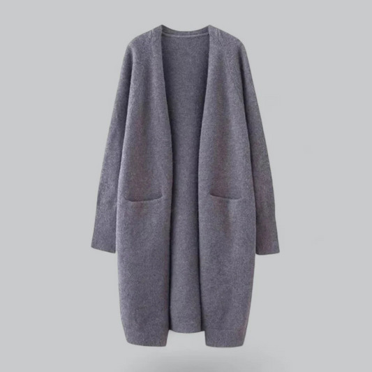 Femke – lange dames cardigan vest met open voorkant