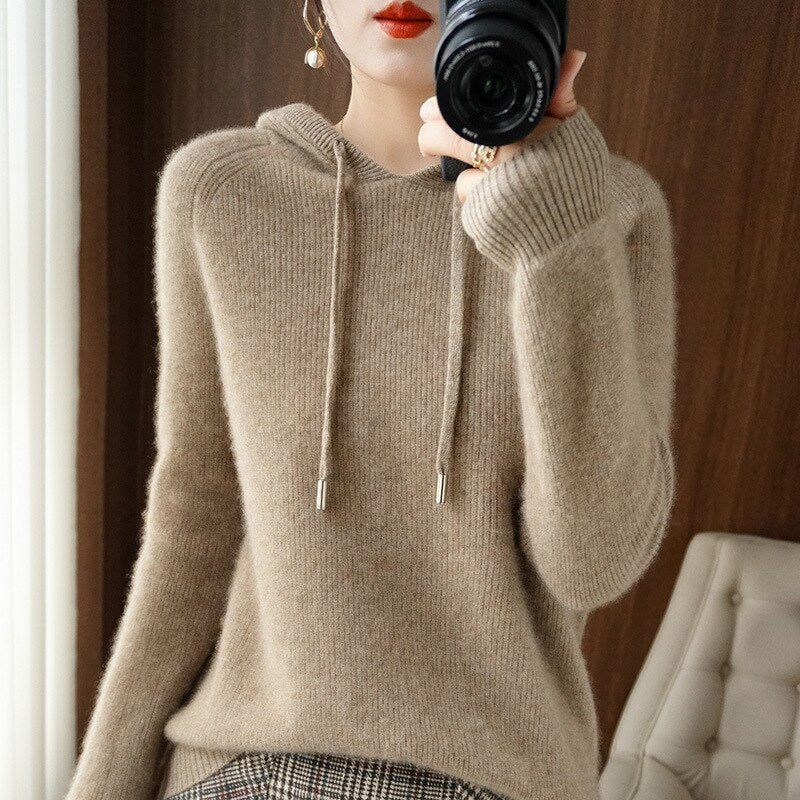 Alix – kasjmier hoodie met losse pasvorm en zachte textuur