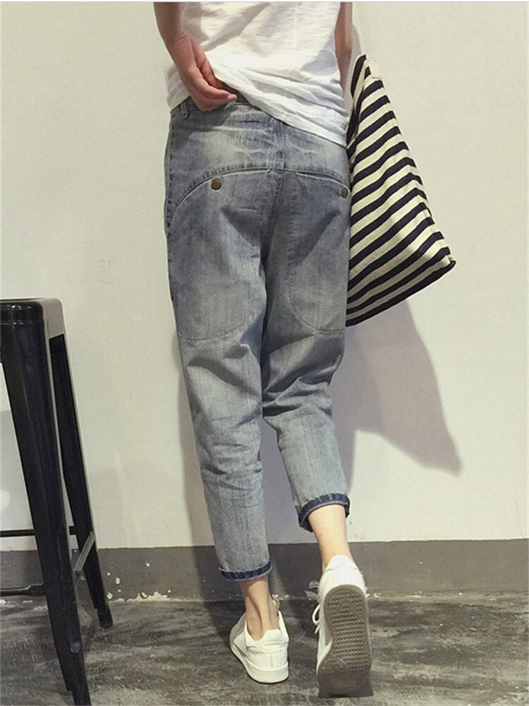 Eline – verkorte denim broek met rechte pijpen