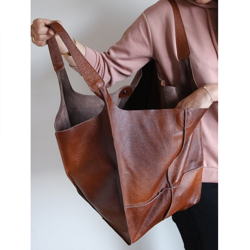 Maya – Oversized Damestas Van Leer Met Dubbele Schouderbanden