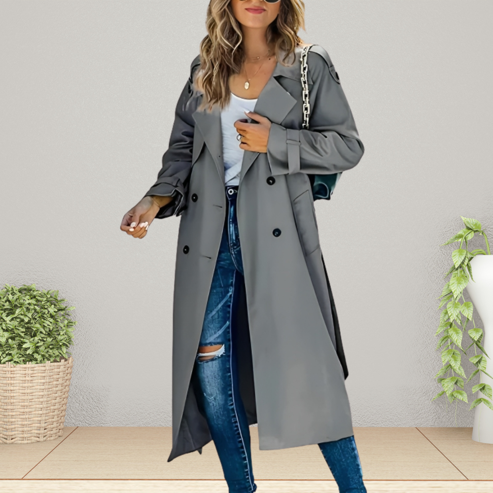 Celeste – Dames Trenchcoat Met Klassieke Turn-Down Kraag
