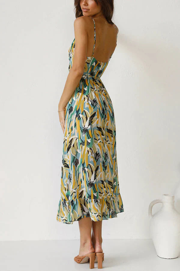 Célia – Midi-jurk met zomerse print en verstelbare bandjes