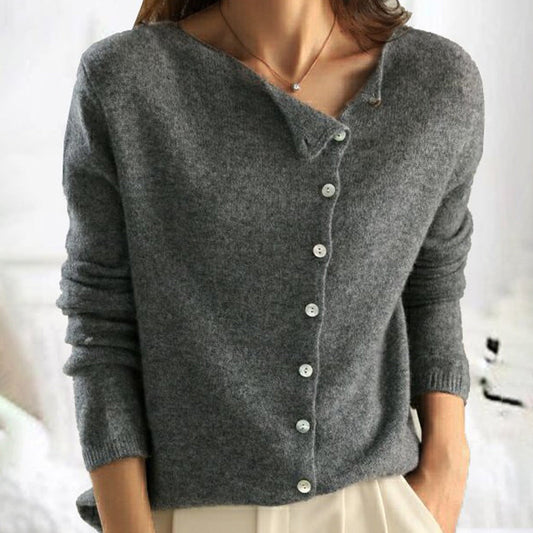 Nina – dames cardigan-vest met knopen en ronde hals