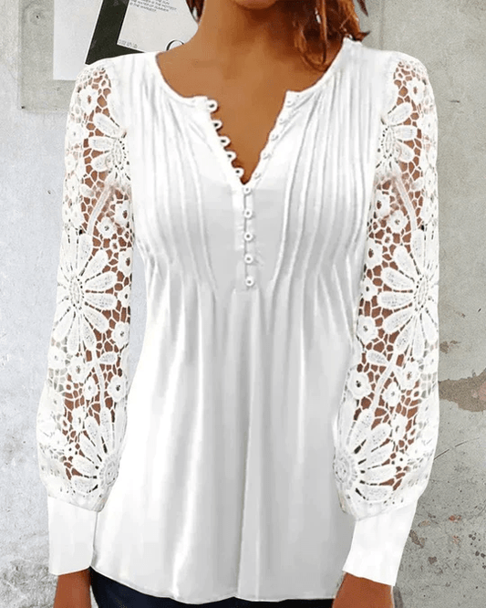 Sanne – Dames zomer Blouse met V-hals en lange mouwen
