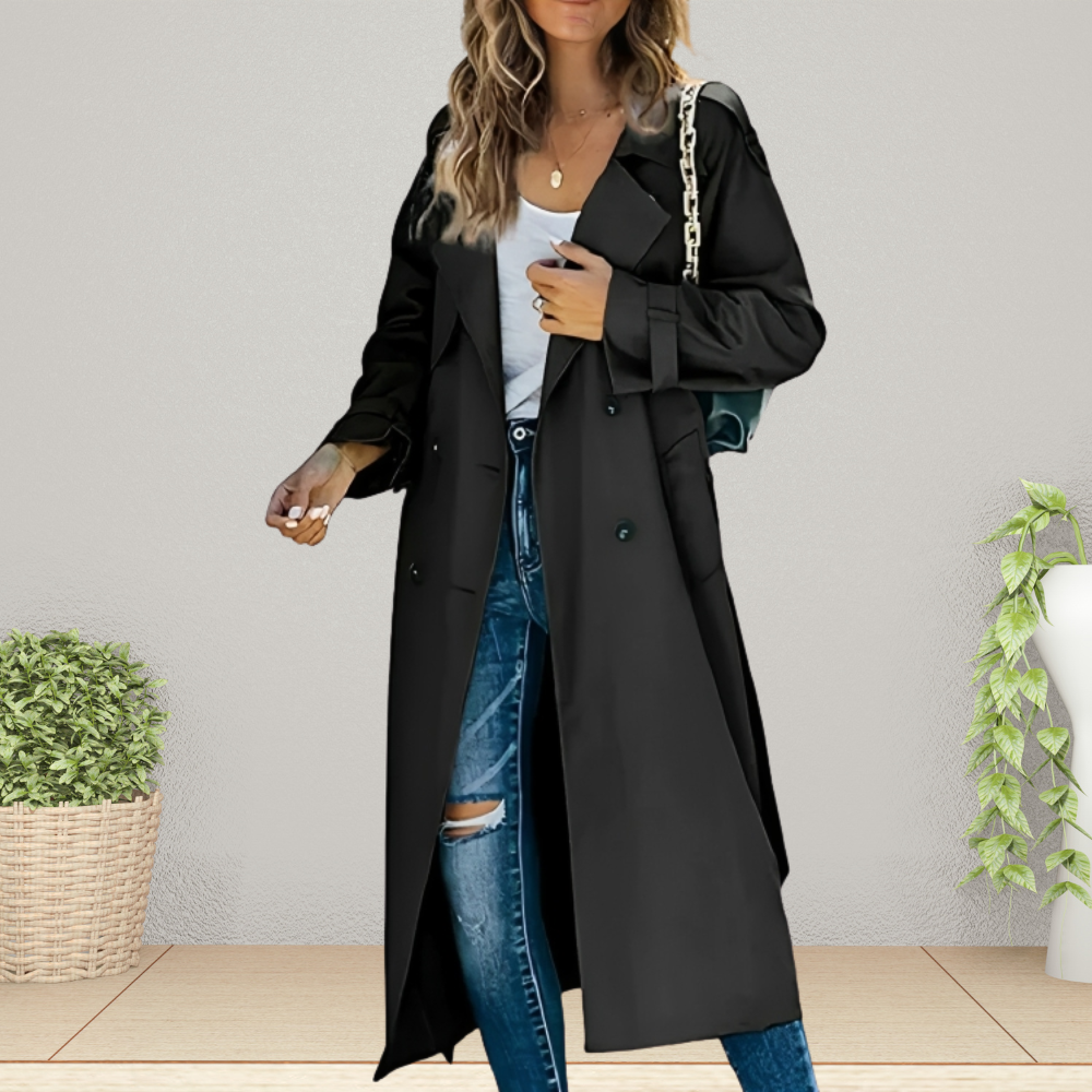 Celeste – Dames Trenchcoat Met Klassieke Turn-Down Kraag