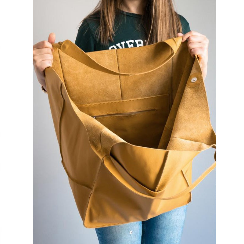 Maya – Oversized Damestas Van Leer Met Dubbele Schouderbanden
