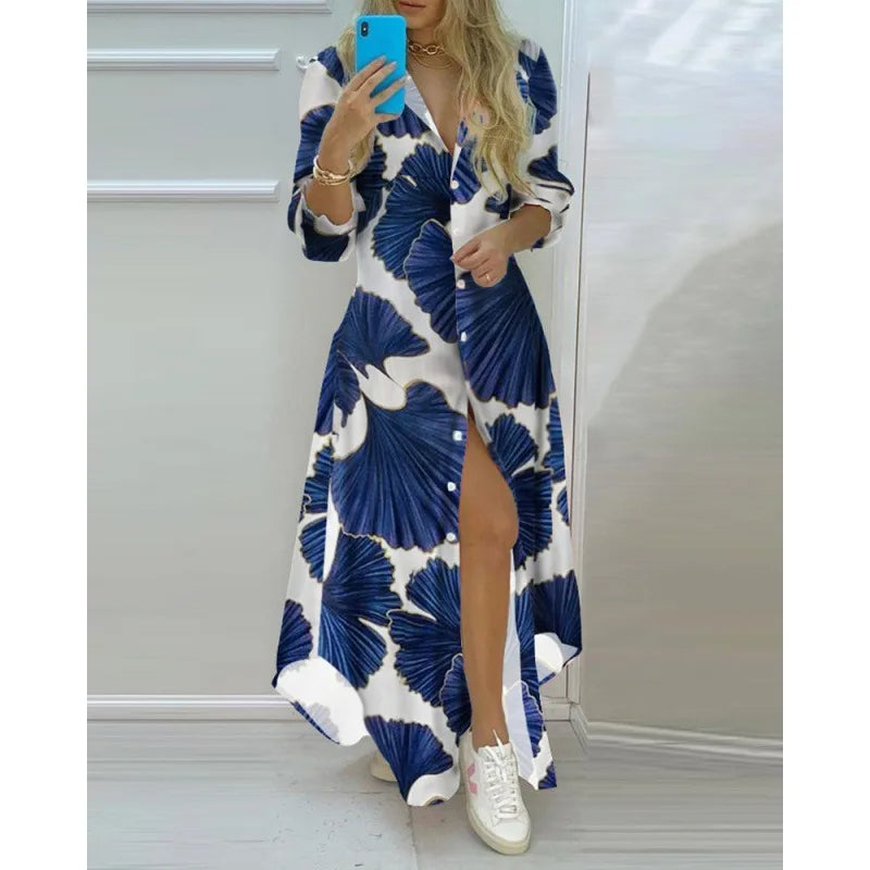 Esmee – Boho print maxi-jurk met lange mouwen