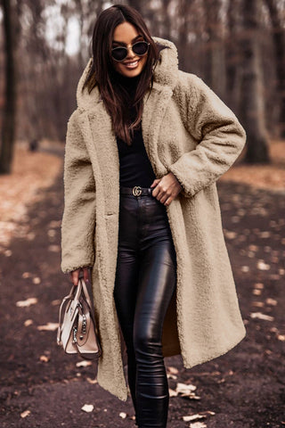 Sara – Lange Gevoerde Teddy Trenchcoat