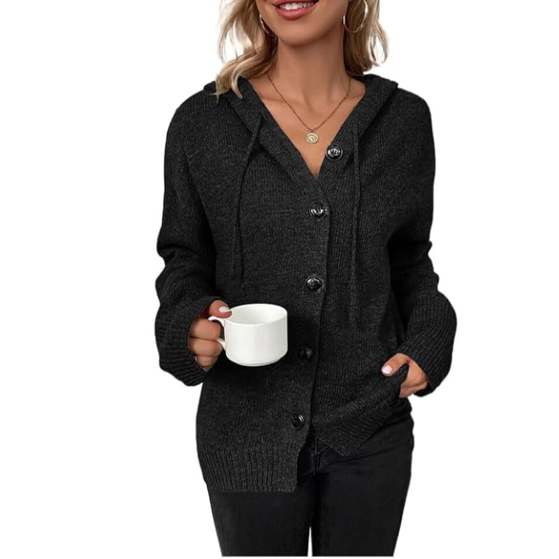 Julie – dik gebreid dames cardigan vest met knopen
