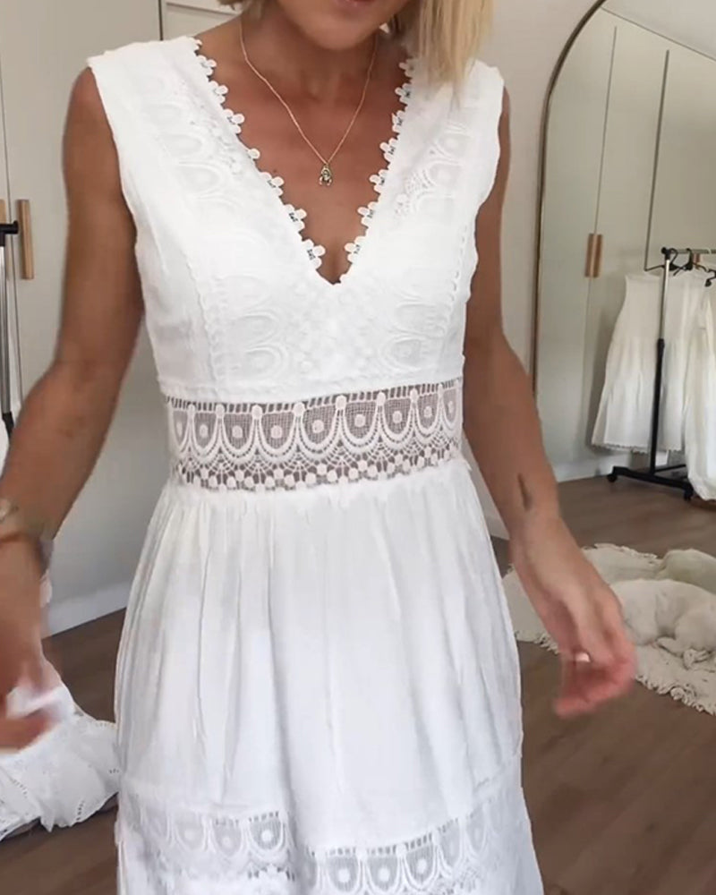 Elena - Getailleerde maxi V-Hals Jurk