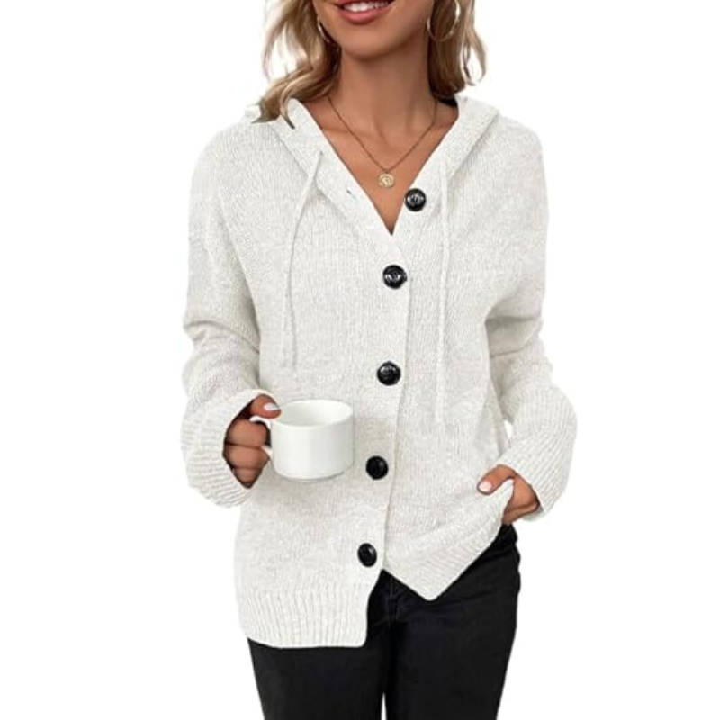 Julie – dik gebreid dames cardigan vest met knopen