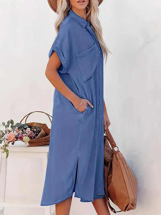 Linde – Casual overhemdjurk van denim met klassieke kraag
