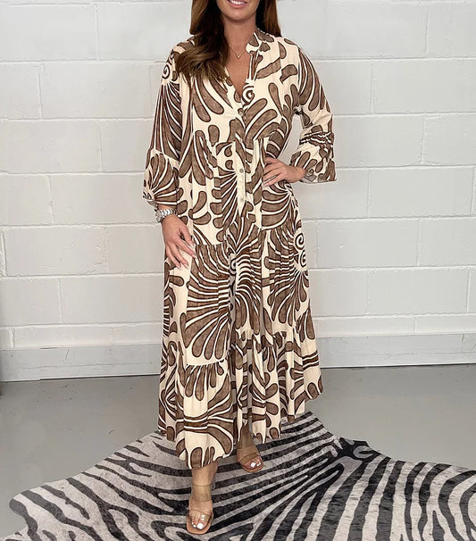 Soleil – Maxi-jurk met print en kimono-mouwen