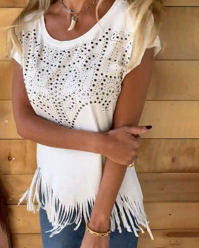 ana – Zacht Stretch T-shirt met Speelse Franjes