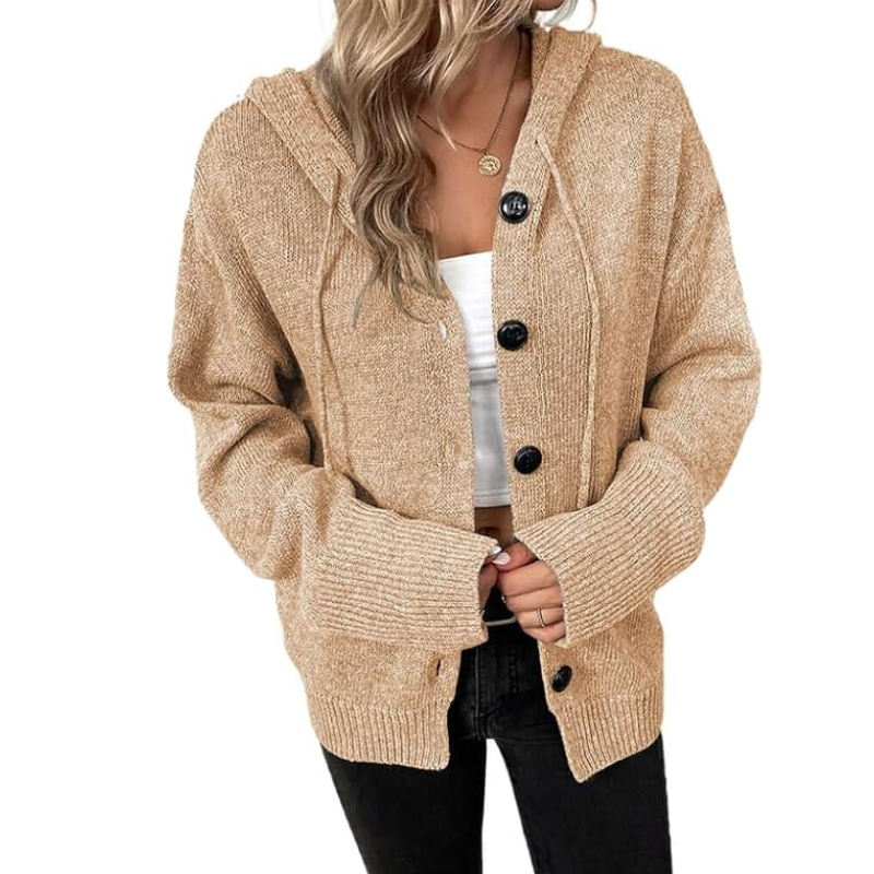 Julie – dik gebreid dames cardigan vest met knopen