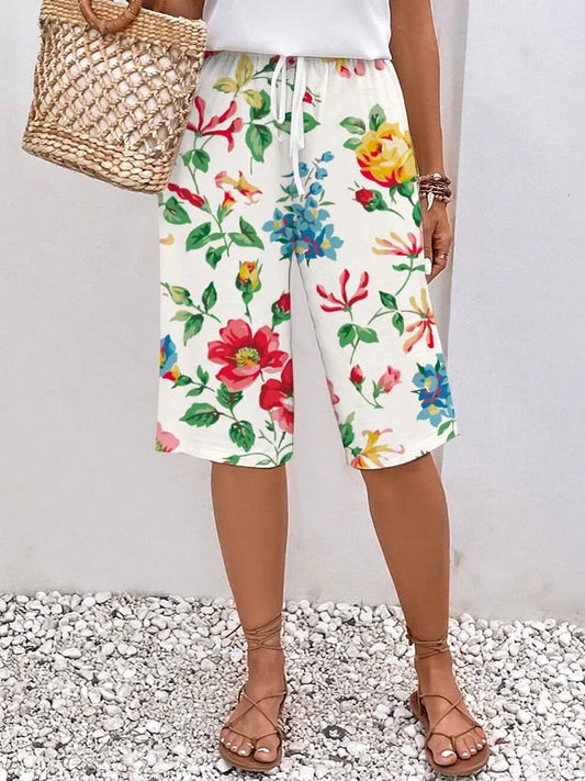Valencia – luchtige Boho Half Lange Zomer Broek Met Bloemenprint