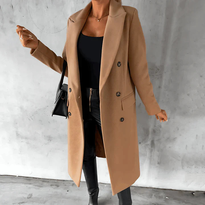 Camille – wollen trenchcoat met afneembare bontkraag en tailleceintuur