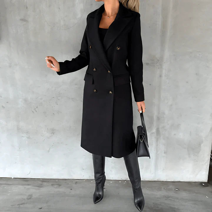 Camille – wollen trenchcoat met afneembare bontkraag en tailleceintuur