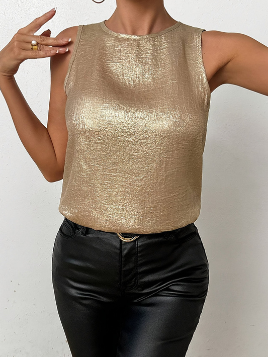 Aurora – Mouwloze gouden glanzende glitter top