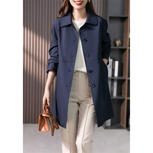 Claire – single-breasted trenchcoat in beige met getailleerde pasvorm