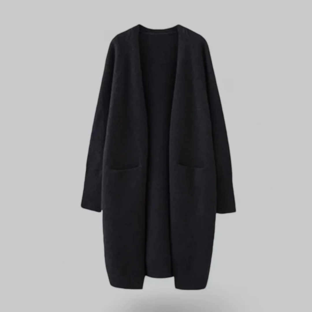 Femke – lange dames cardigan vest met open voorkant