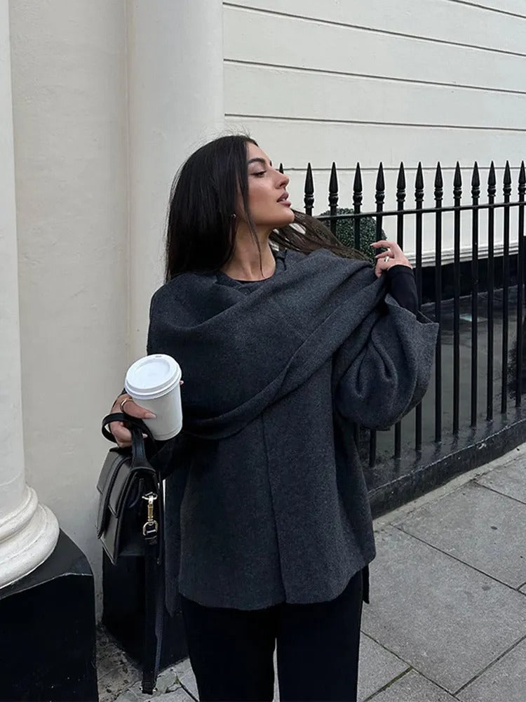 Celine – elegante dames cape jas met mid-length snit