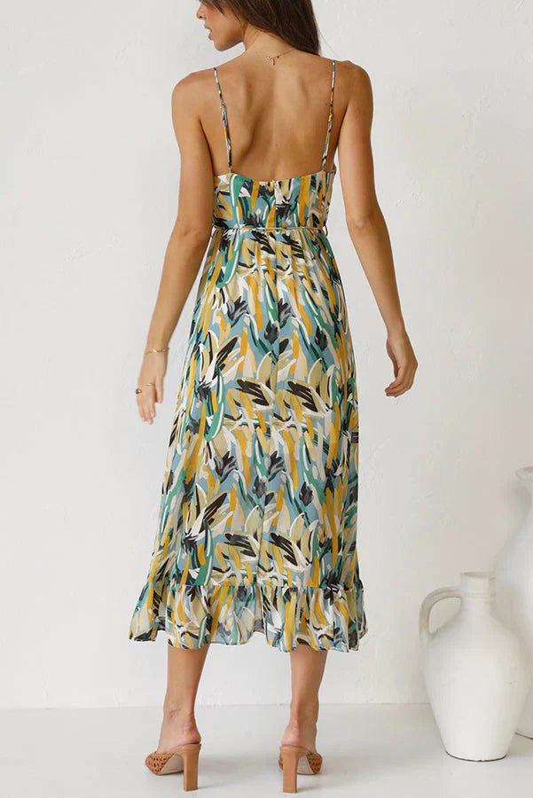 Célia – Midi-jurk met zomerse print en verstelbare bandjes