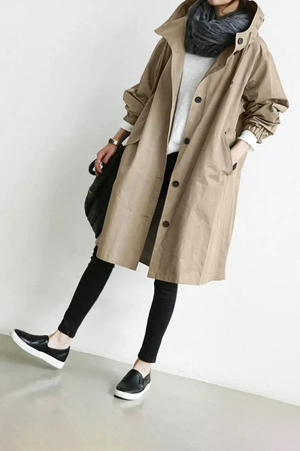 Elena – oversized waterdichte trenchcoat met capuchon