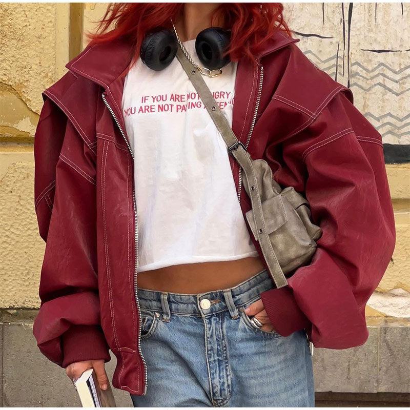 Romy – oversized leren jas