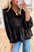 Glanzende blouse met V-hals en peplum model
