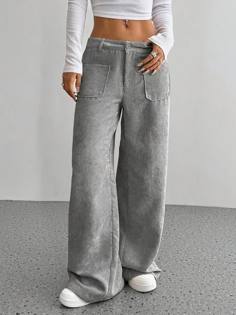 Elena – Corduroy Broek Met Wijde Pijpen