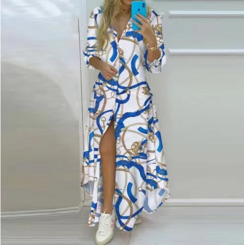 Esmee – Boho print maxi-jurk met lange mouwen