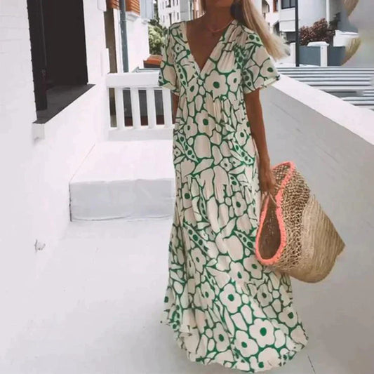 Althea – Luchtige Maxi-jurk met korte mouwen
