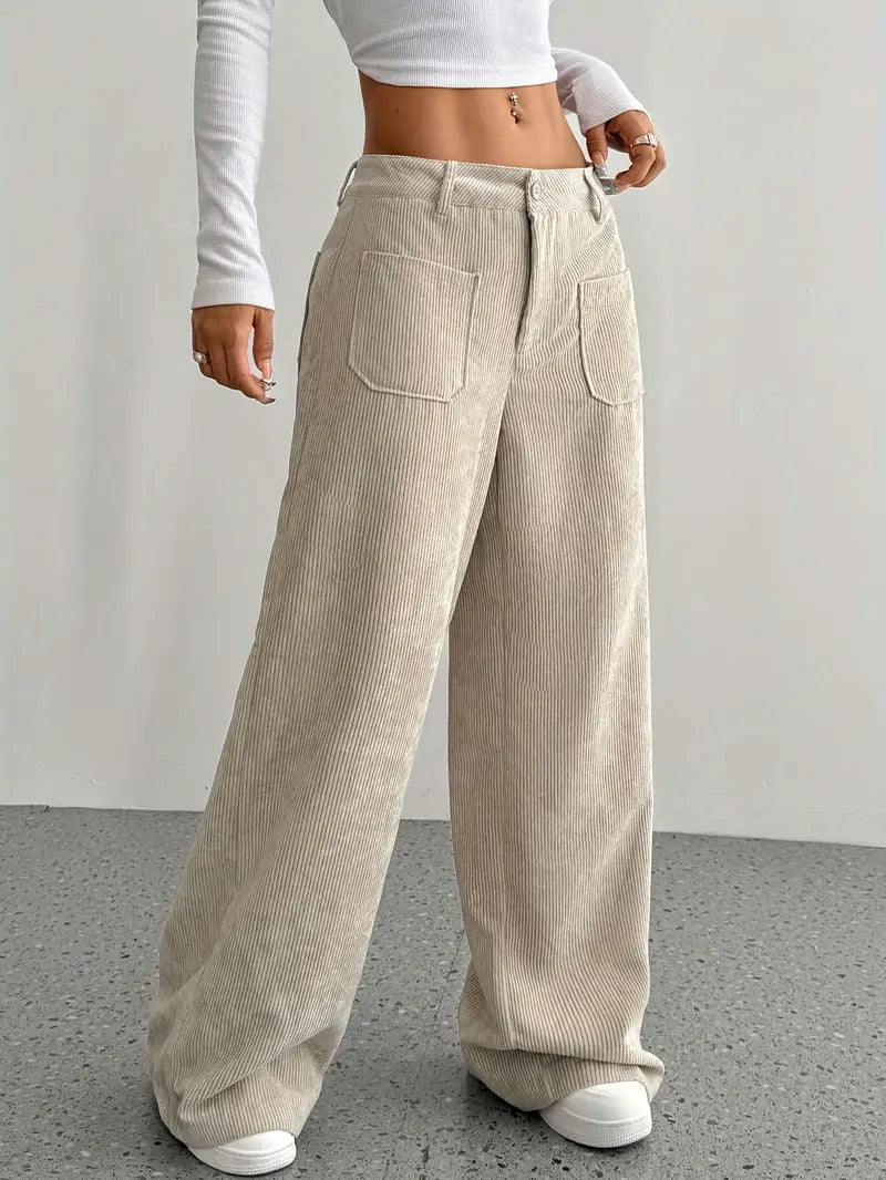 Elena – Corduroy Broek Met Wijde Pijpen