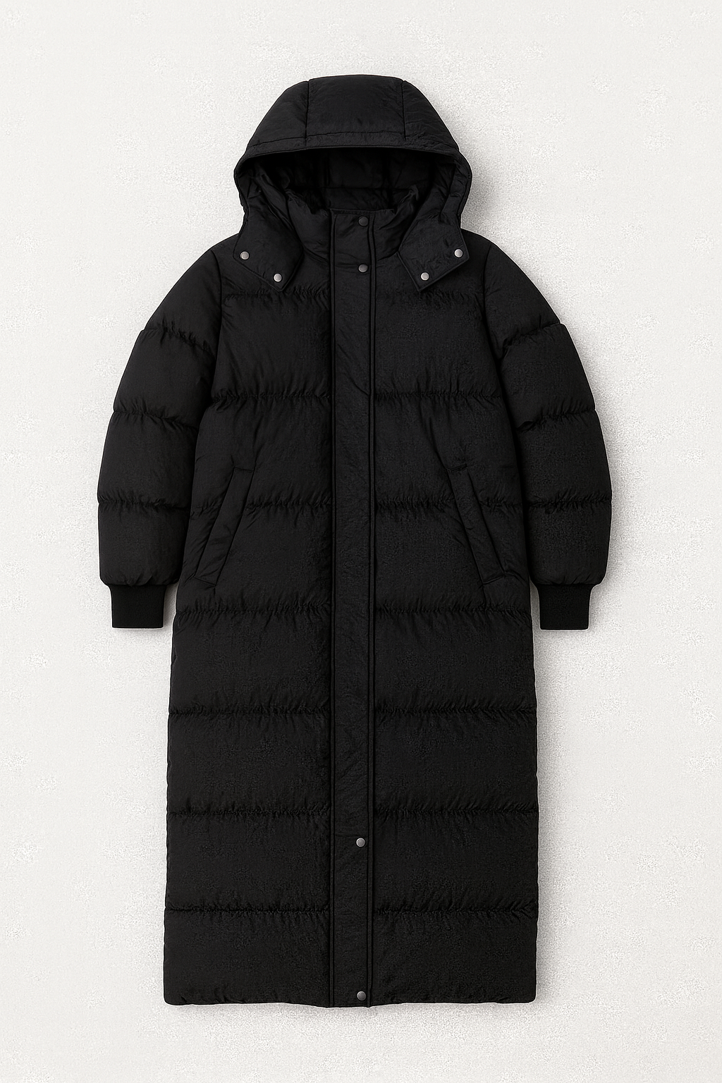 Emma – Zwarte Overized Lange Dames Pufferjas Met Capuchon