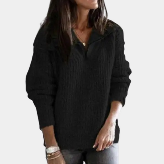 Adrianna – chique gebreide trui met halve rits