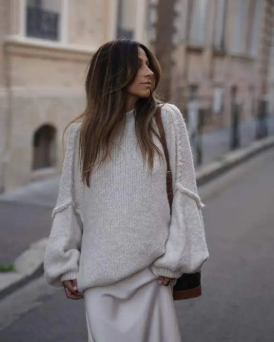 Élodie – oversized trui met lichte stehkraag en zachte stof