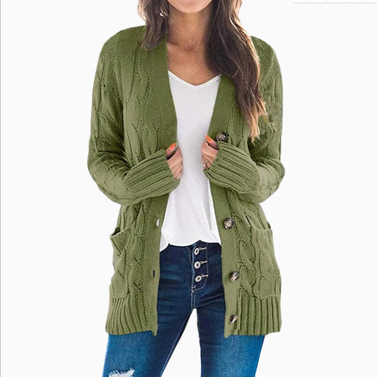 Emma – gebreide dames cardigan vest met lange mouwen