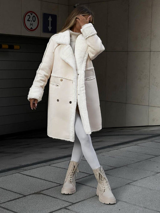 Lise – lange fleece trenchcoat met rits