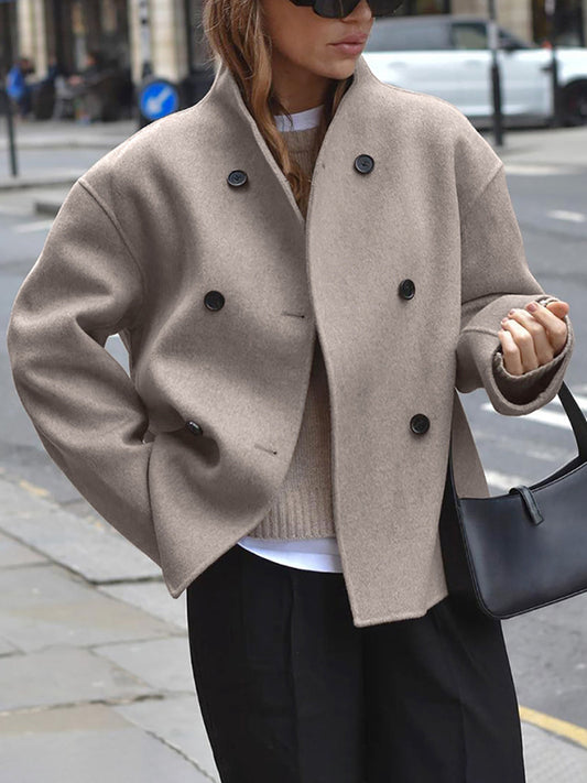 Sable – oversized double-breasted jas van zachte wolmix