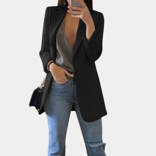 Bella – getaillerde lange damesblazer met rechte snit