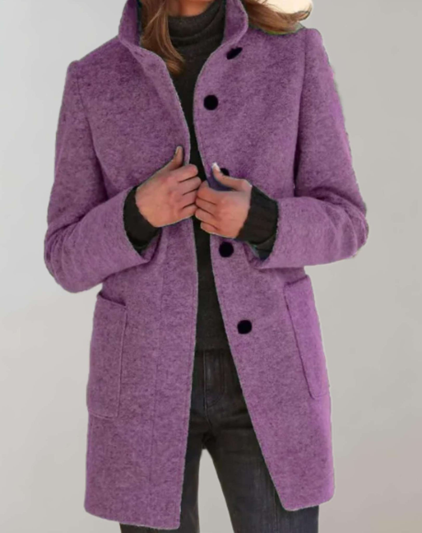 Amy – Wollen Dames Jas Met Hoge Hals