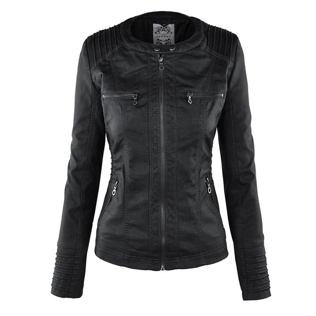 Selina – leren damesjas met capuchon en functionele details