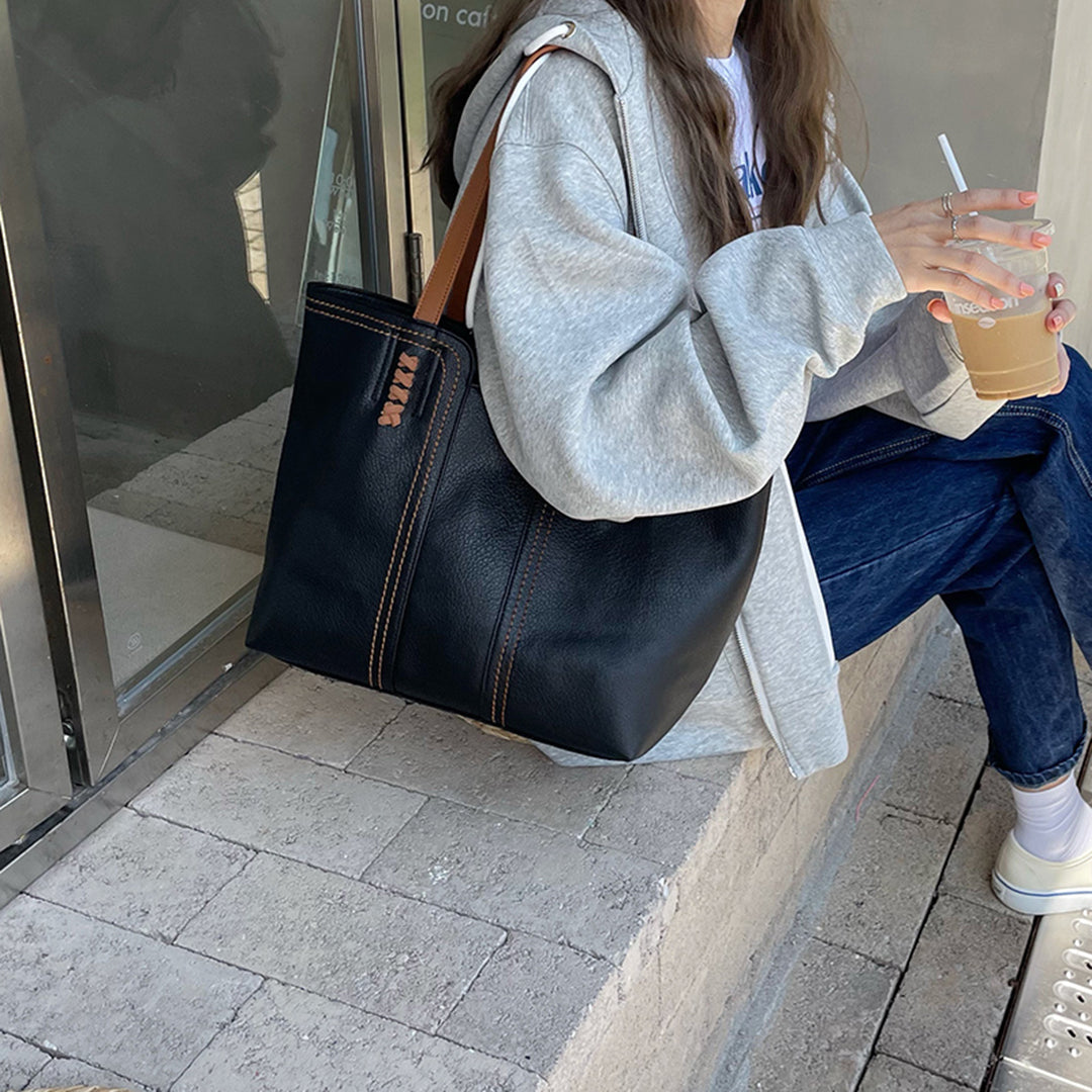 Amira – tote tas van imitatieleer met gestructureerd ontwerp en dubbele hengsel