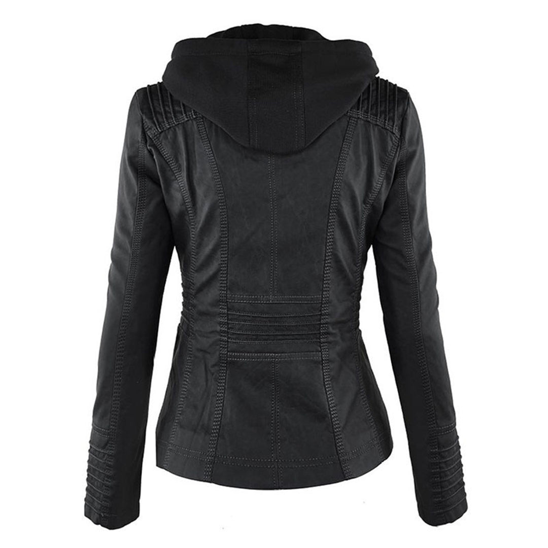 Selina – leren damesjas met capuchon en functionele details