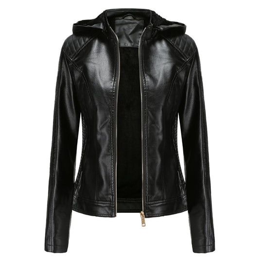 Miriam – leren damesjas met afneembare capuchon en gouden details