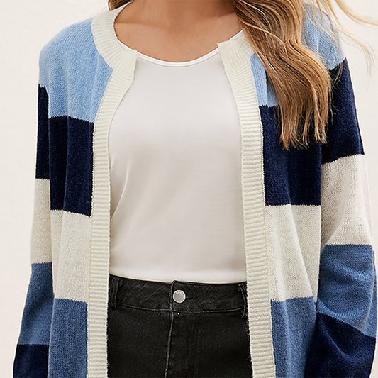 Estelle – comfortabel gebreid vest met V-hals en lange mouwen
