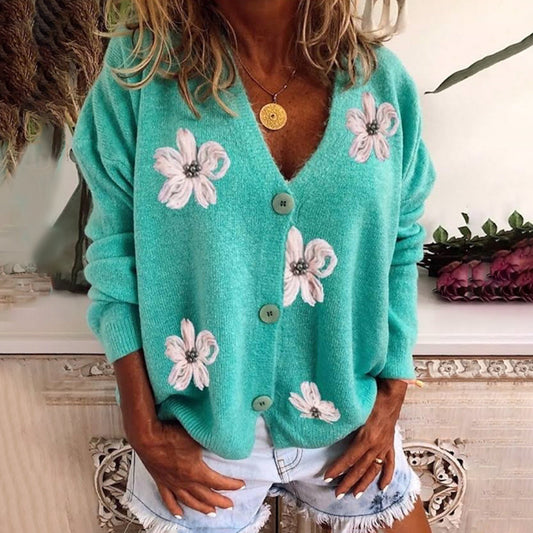 Layla – cardigan vest met bloemenprint en V-hals